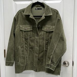 Zara Corduroy Jacket in Khaki